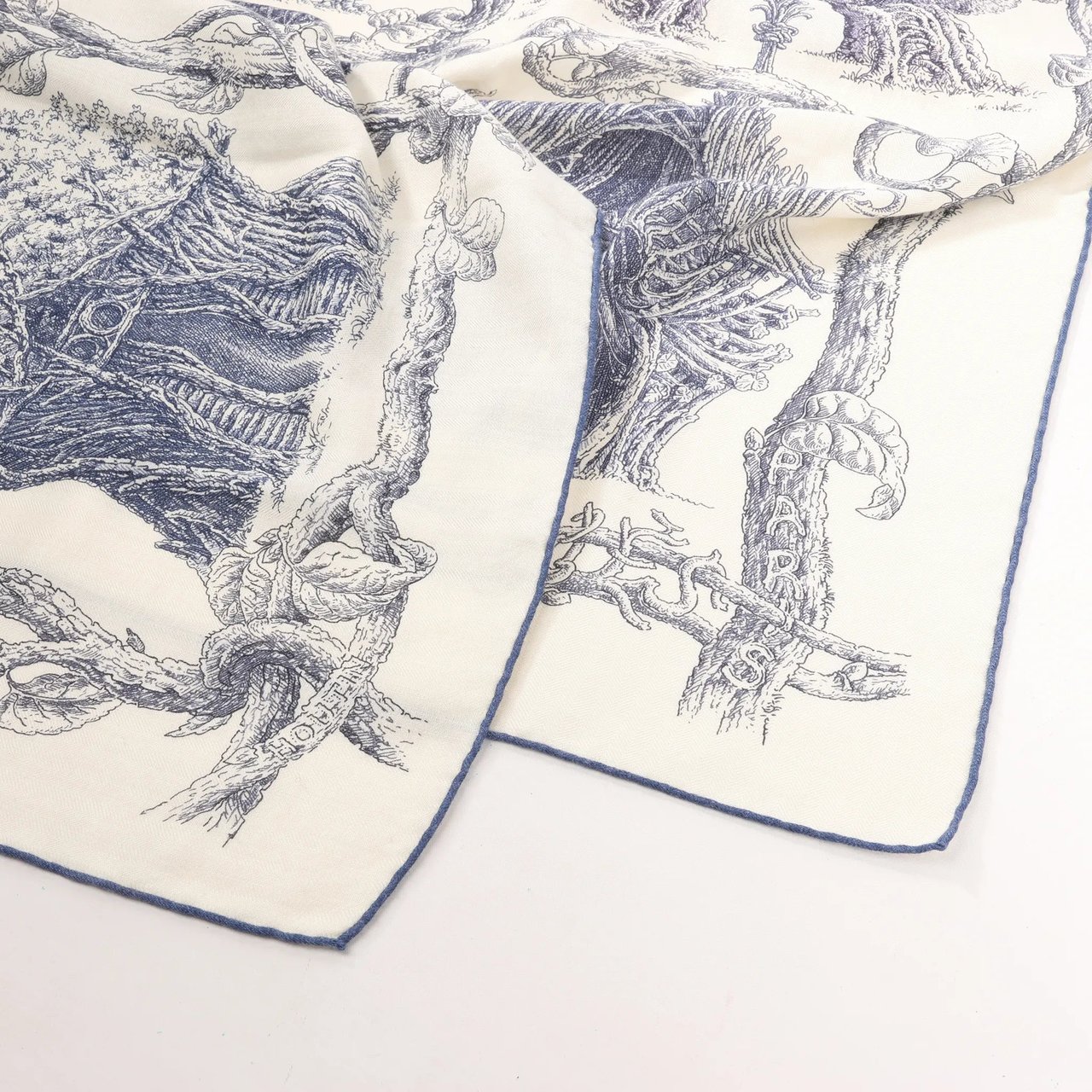 Hermès Hermès Carré Géant "LES CABANES" Cashmere & Silk Scarf in in Beige x Navy Beige