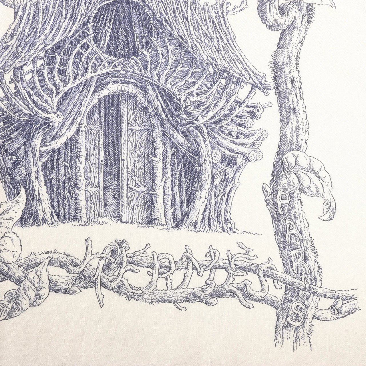 Hermès Hermès Carré Géant "LES CABANES" Cashmere & Silk Scarf in in Beige x Navy Beige