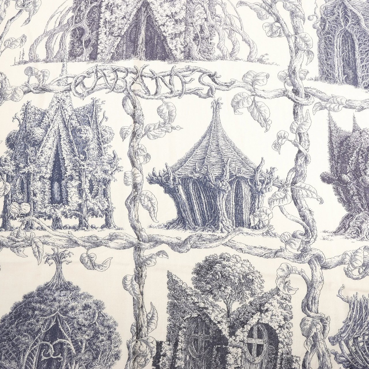 Hermès Hermès Carré Géant "LES CABANES" Cashmere & Silk Scarf in in Beige x Navy Beige