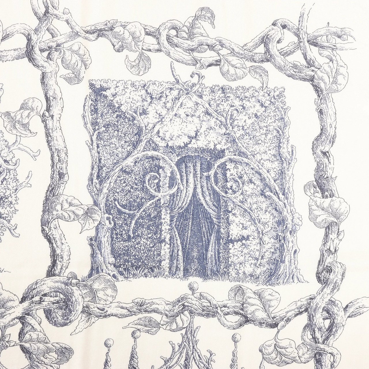 Hermès Hermès Carré Géant "LES CABANES" Cashmere & Silk Scarf in in Beige x Navy Beige