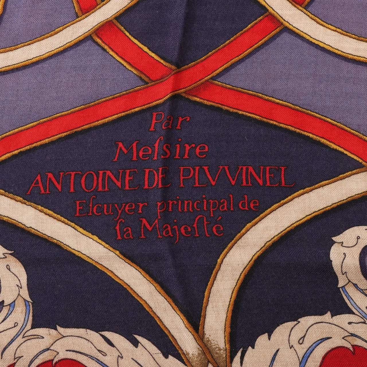 Hermès Hermès Carré Géant "L'INSTRUCTION DUROY" Cashmere & Silk Scarf in in Navy Blue x Red Blauw