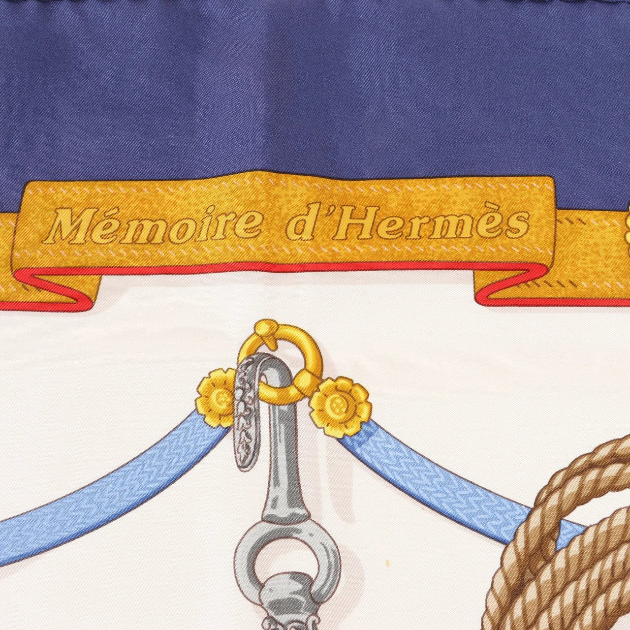 Hermès Hermès Carré 90 "Memoire d'Hermes" Silk handkerchief in Navy Blue Blauw