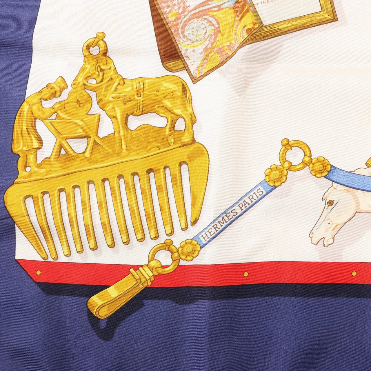 Hermès Hermès Carré 90 "Memoire d'Hermes" Silk handkerchief in Navy Blue Blauw