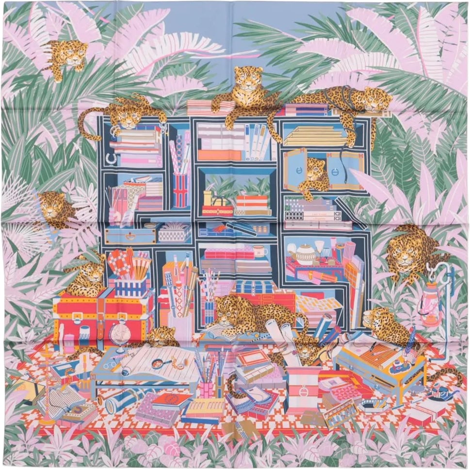 Hermès Hermès Carré 90 Double Face "Les Douze Leopards" Silk handkerchief in Multicolor Divers