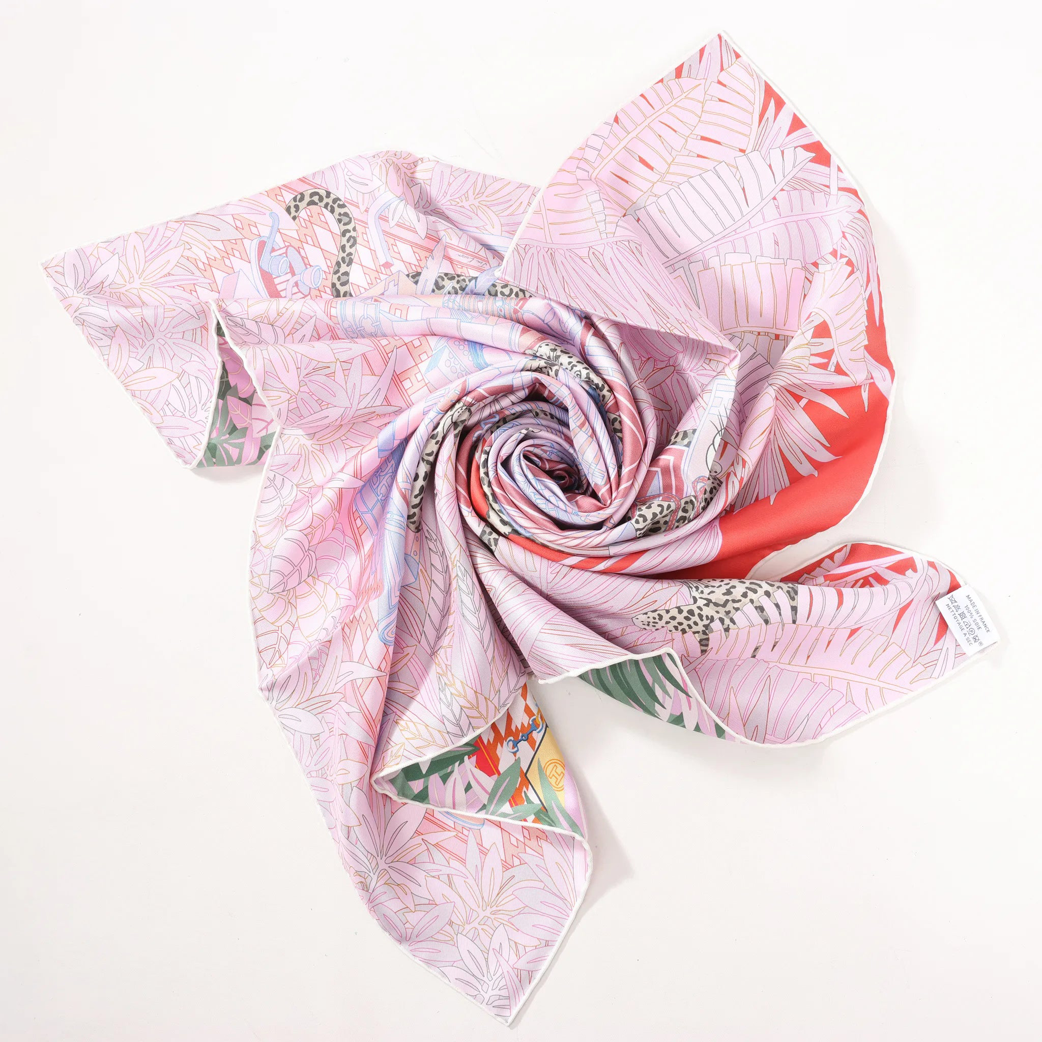 Hermès Hermès Carré 90 Double Face "Les Douze Leopards" Silk handkerchief in Multicolor Divers