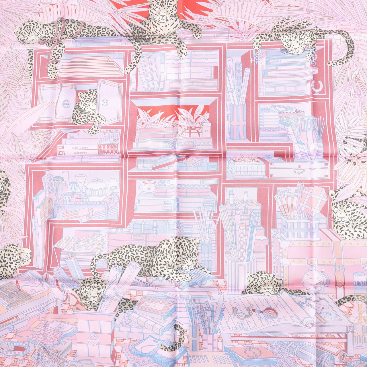 Hermès Hermès Carré 90 Double Face "Les Douze Leopards" Silk handkerchief in Multicolor Divers