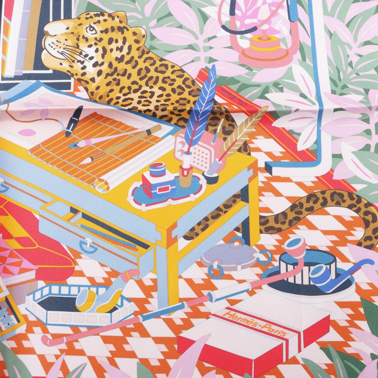 Hermès Hermès Carré 90 Double Face "Les Douze Leopards" Silk handkerchief in Multicolor Divers