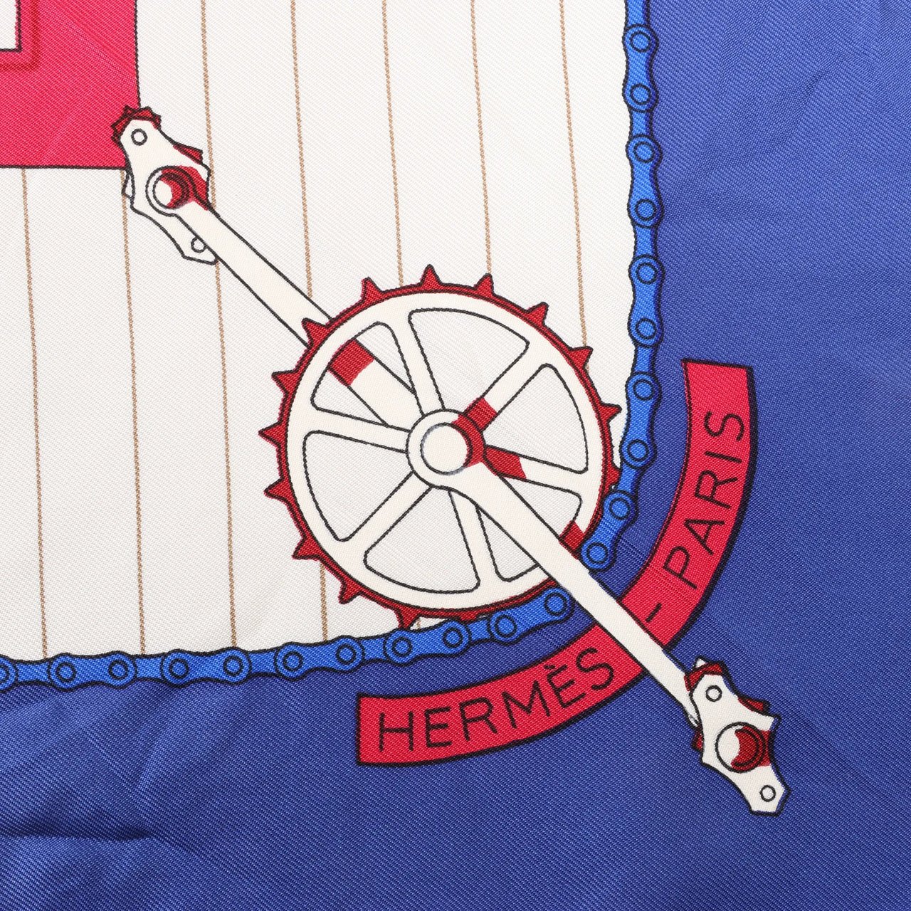 Hermès Hermès Carré 90 "LES BECANES" Silk handkerchief in Blue x White Blauw