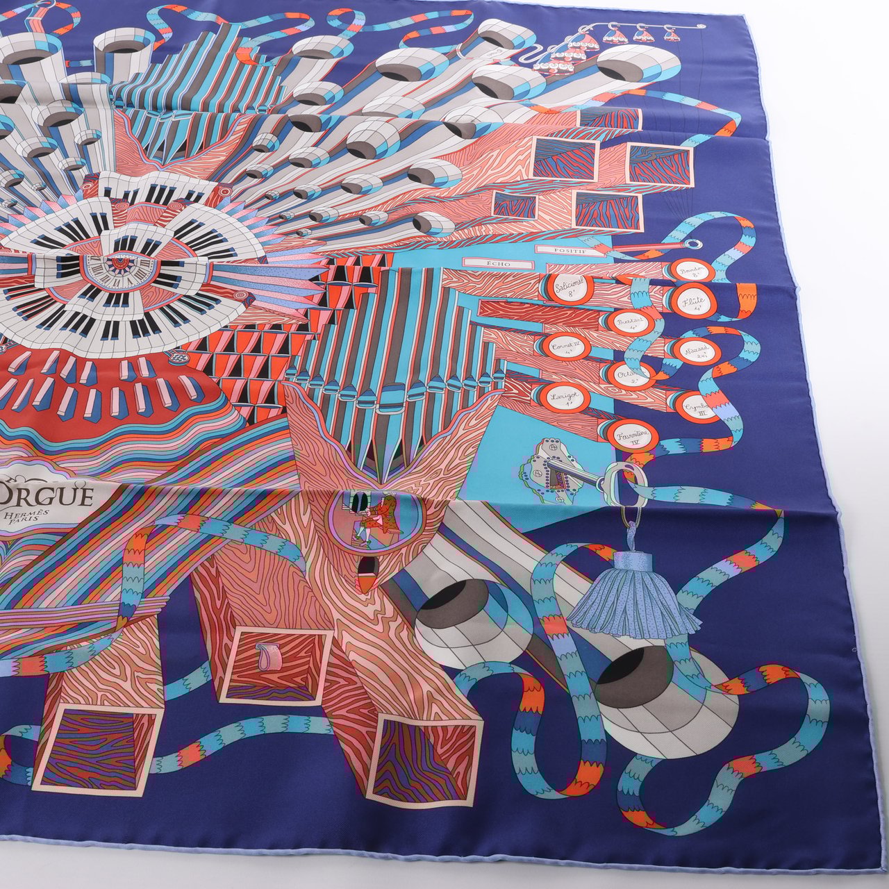 Hermès Hermès Carré 90 "D'ORGUE" Silk handkerchief in Navy Blue Blauw