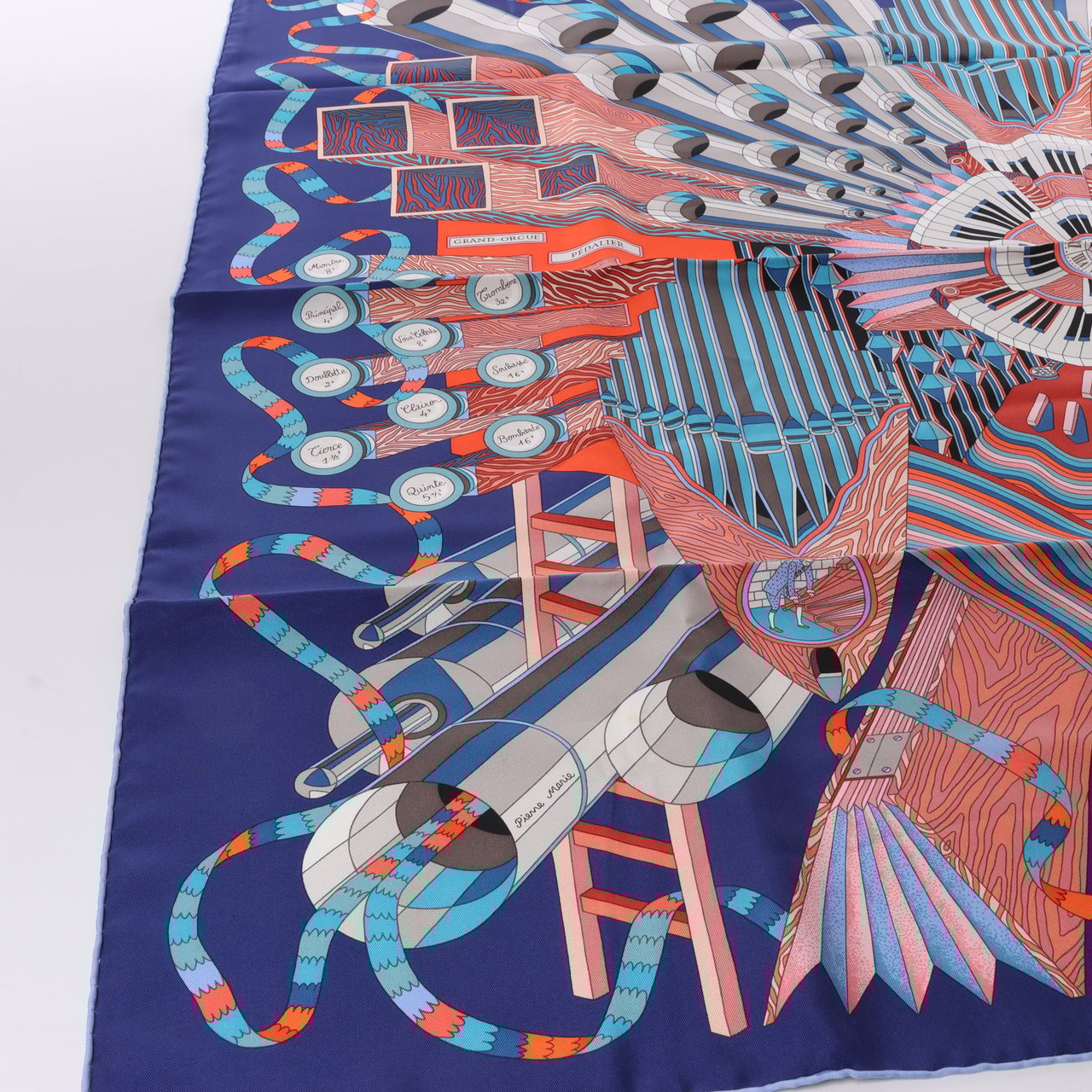 Hermès Hermès Carré 90 "D'ORGUE" Silk handkerchief in Navy Blue Blauw