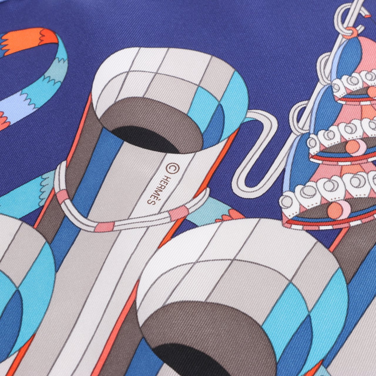 Hermès Hermès Carré 90 "D'ORGUE" Silk handkerchief in Navy Blue Blauw