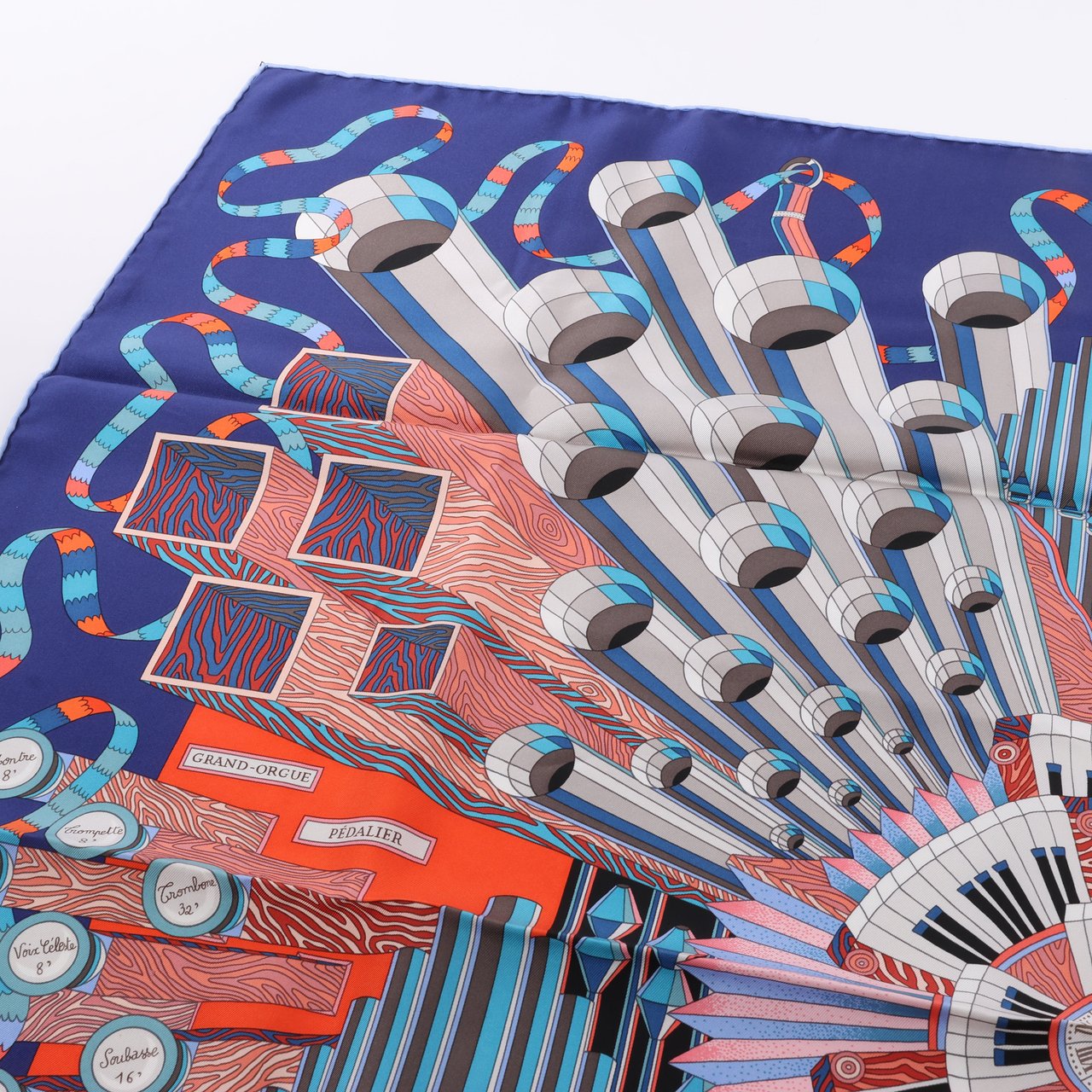 Hermès Hermès Carré 90 "D'ORGUE" Silk handkerchief in Navy Blue Blauw