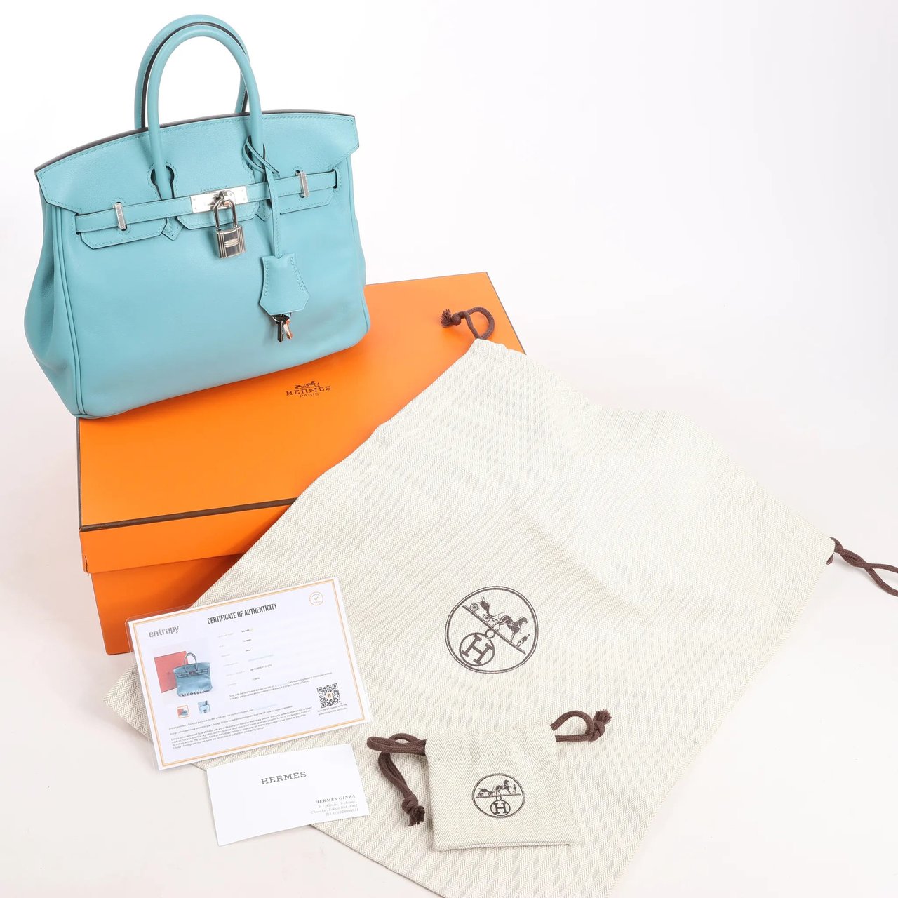 Hermès HERMES Birkin 25 Le Tournay Veau Swift Blue Saint-Cyr Handbag X: 2016 Blauw