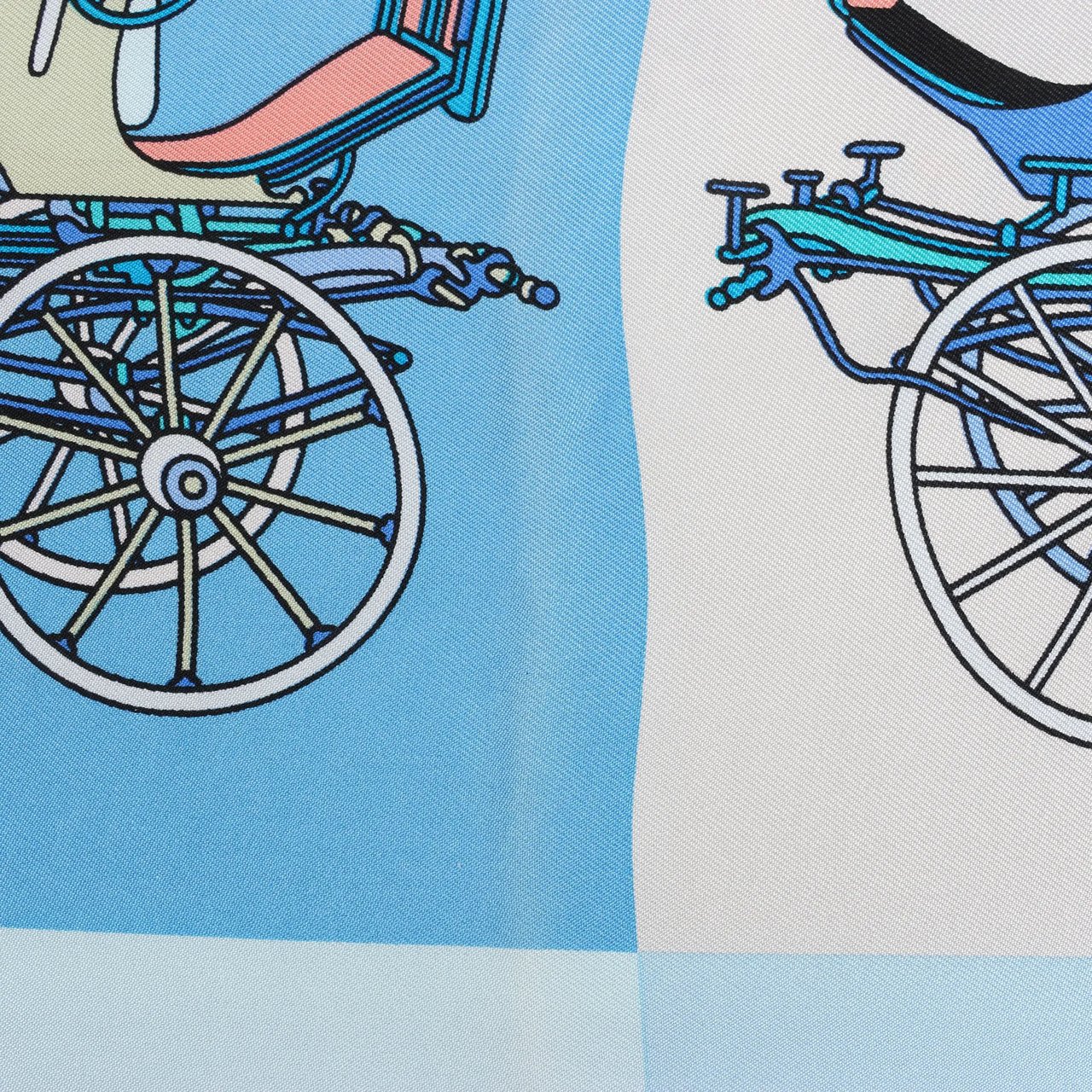 Hermès Hermès Carré 90 "Voitures Exquises Elaborate Carriages" Silk handkerchief in Blue Divers