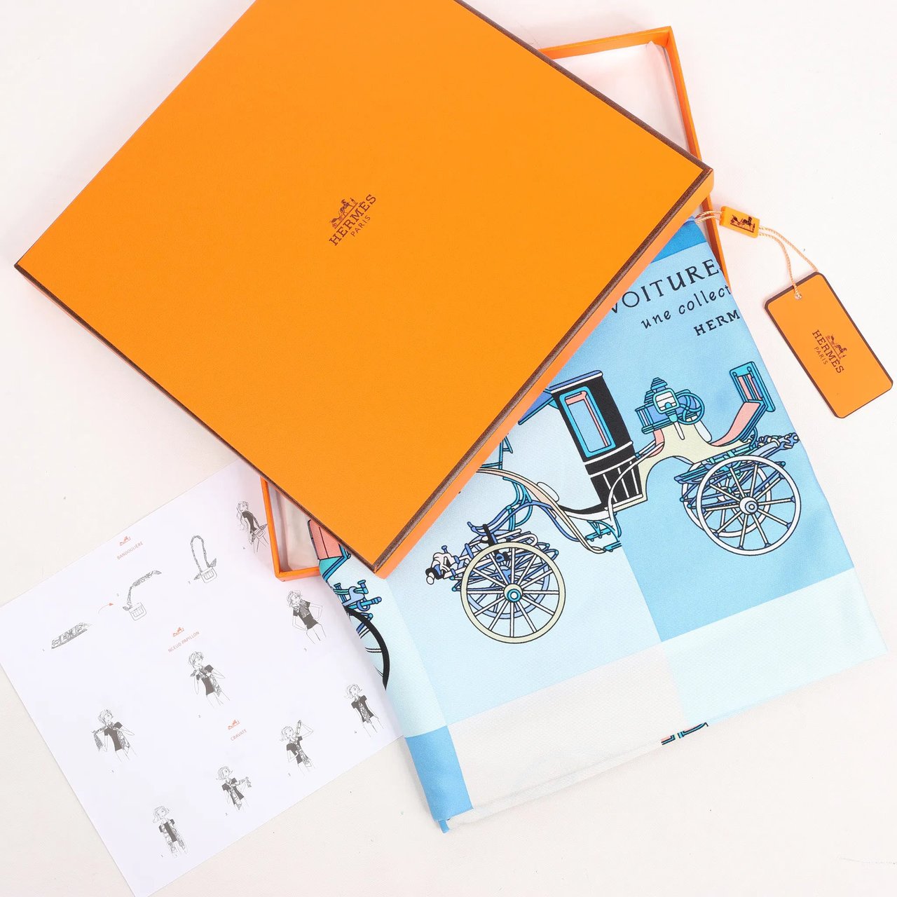 Hermès Hermès Carré 90 "Voitures Exquises Elaborate Carriages" Silk handkerchief in Blue Divers