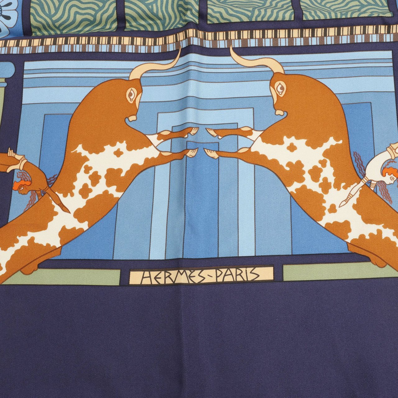 Hermès Hermès Carré 90 "LES SECRETS DE MINOS" Silk handkerchief in Navy Blue Divers