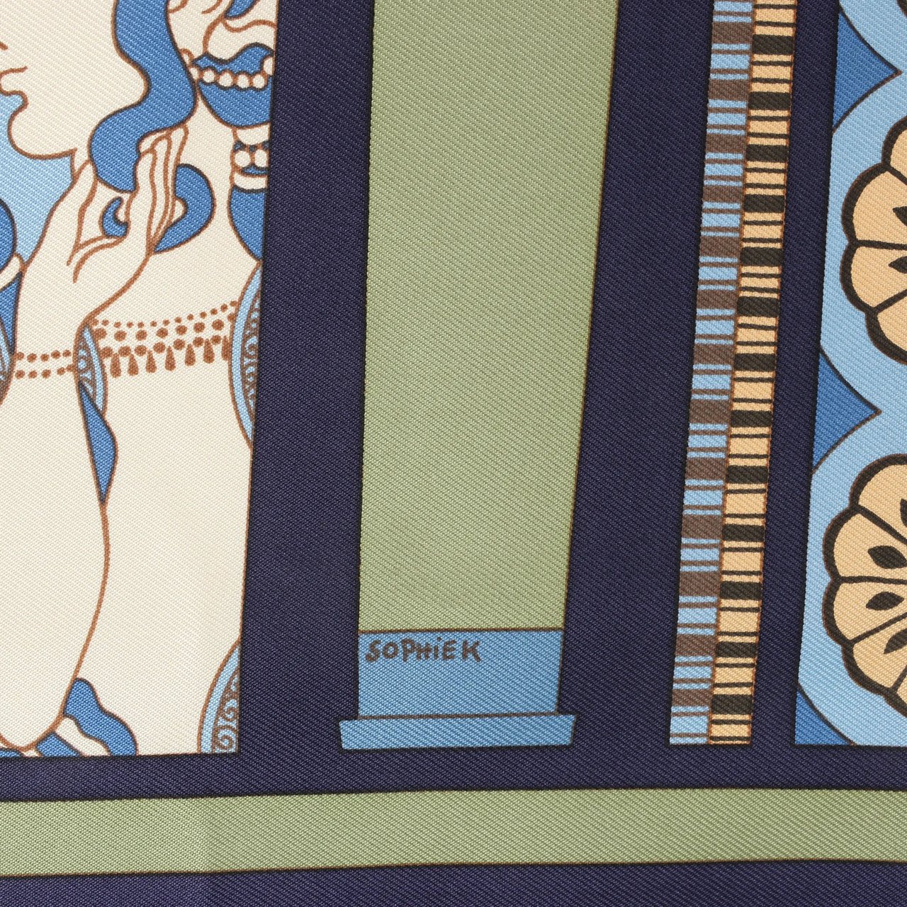 Hermès Hermès Carré 90 "LES SECRETS DE MINOS" Silk handkerchief in Navy Blue Divers