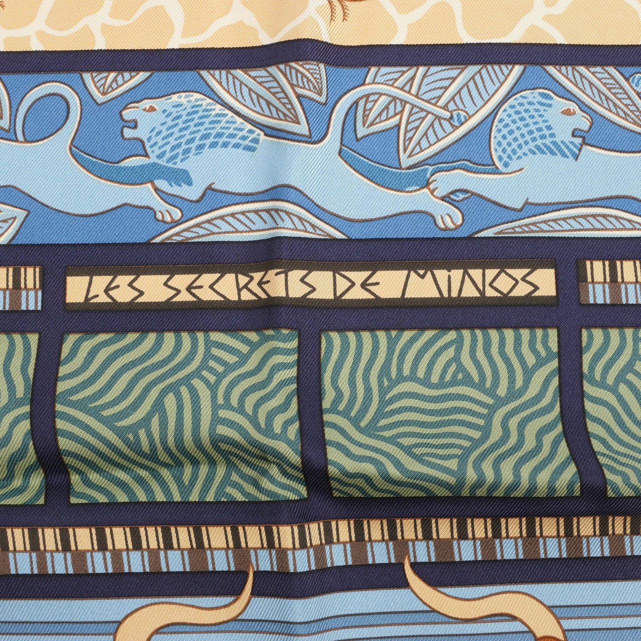 Hermès Hermès Carré 90 "LES SECRETS DE MINOS" Silk handkerchief in Navy Blue Divers