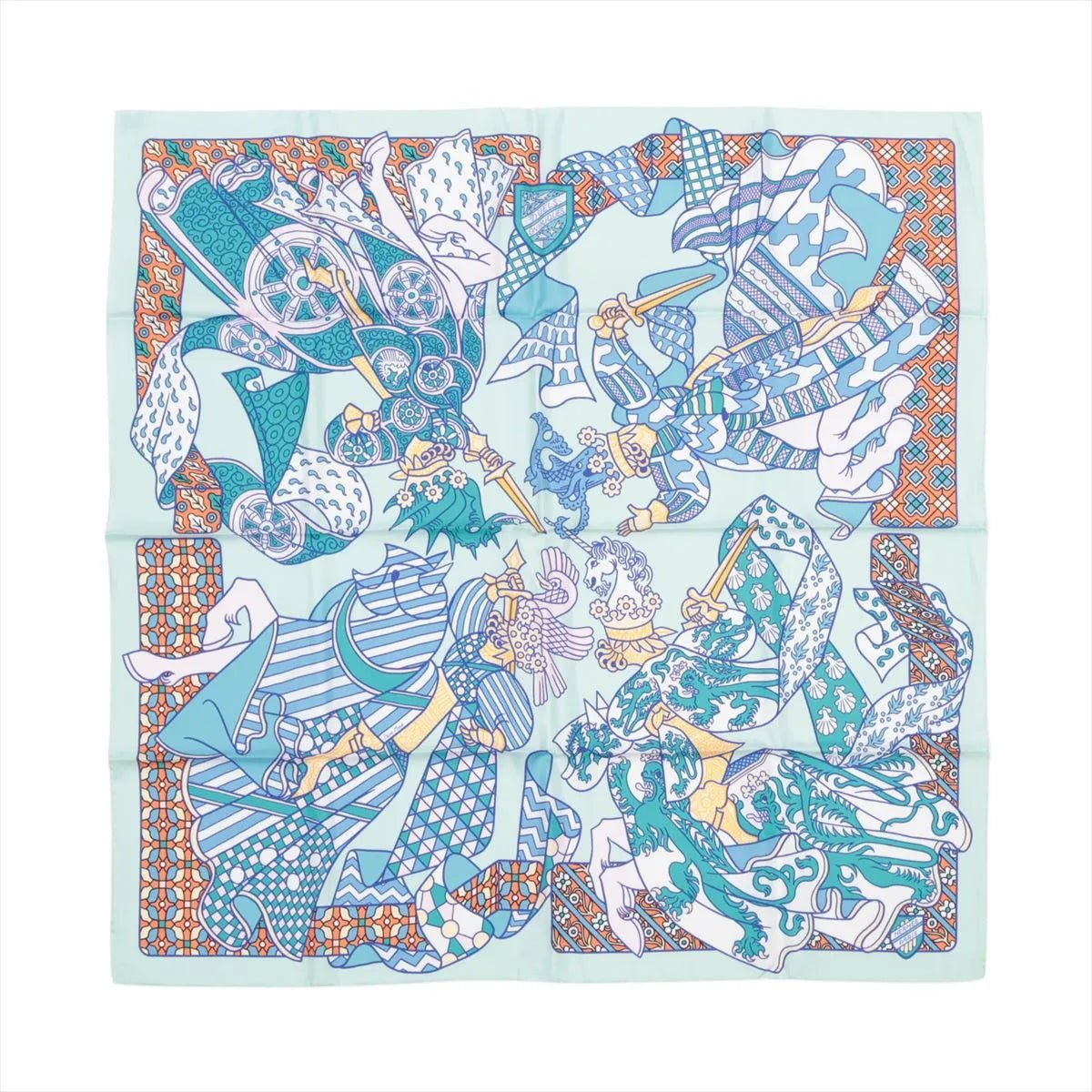Hermès Hermès Carré 90 "DUELS ONIRIQUES" Silk handkerchief in Blue Blauw