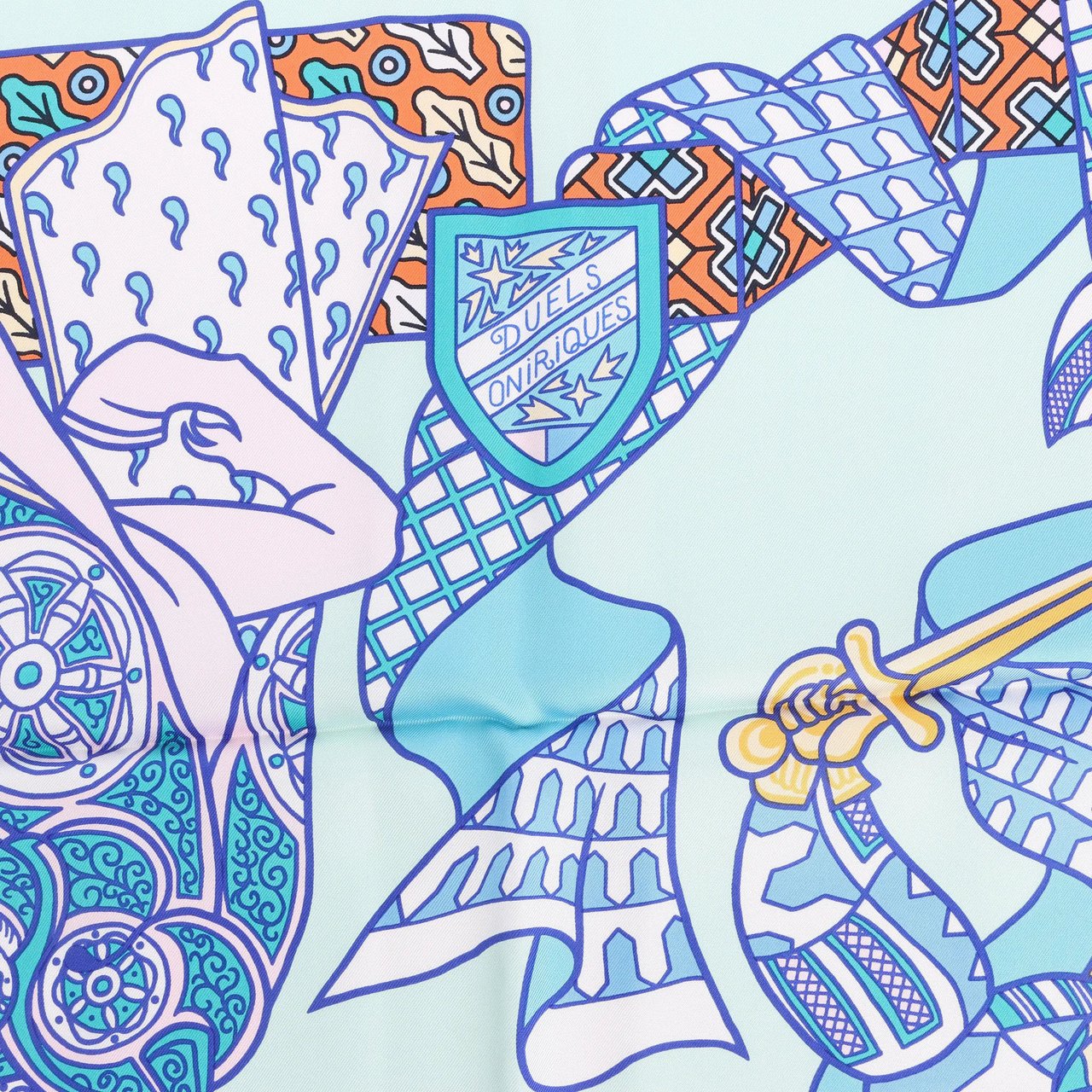 Hermès Hermès Carré 90 "DUELS ONIRIQUES" Silk handkerchief in Blue Blauw