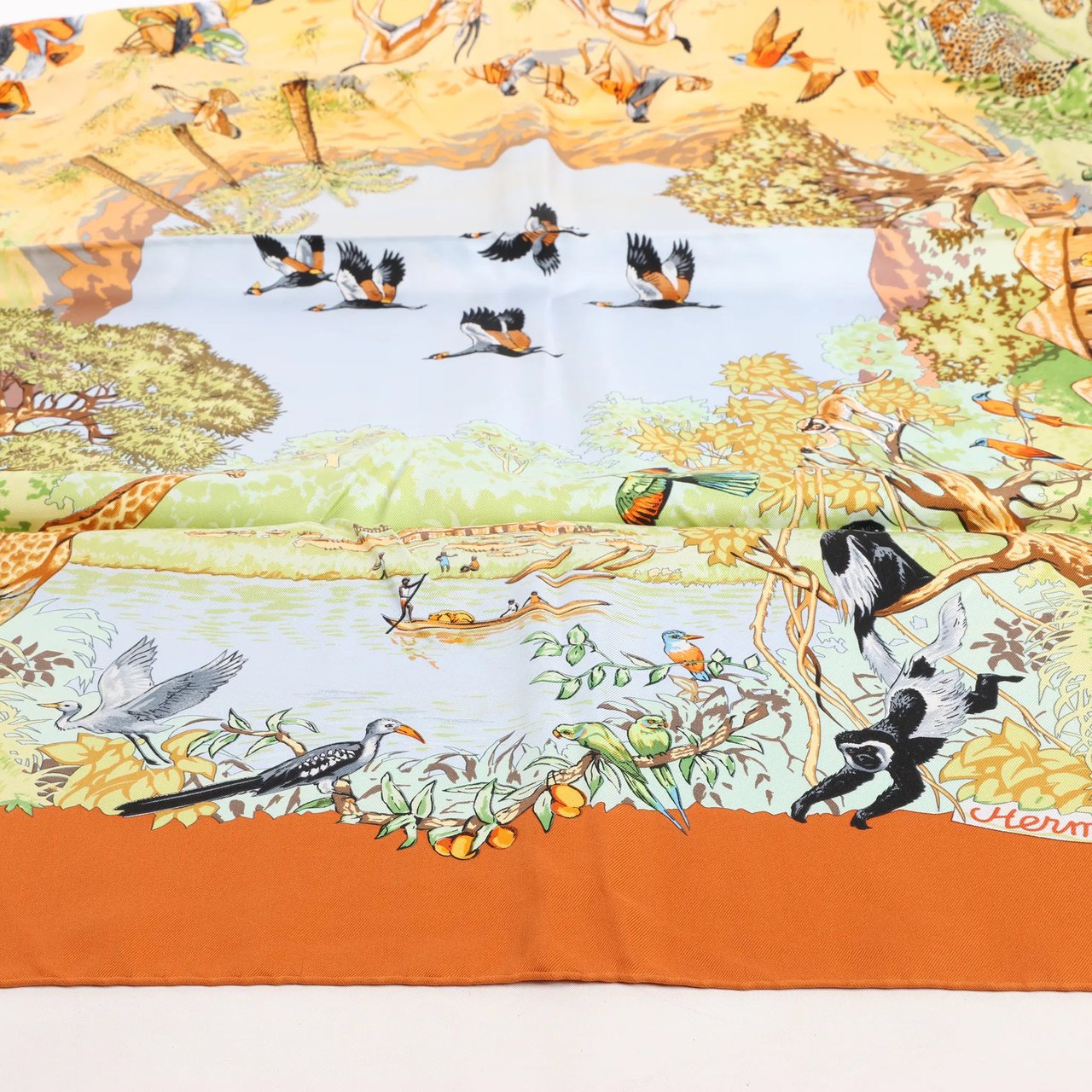 Hermès Hermès Carré 90 "AFRICA" Silk handkerchief in Brown Bruin