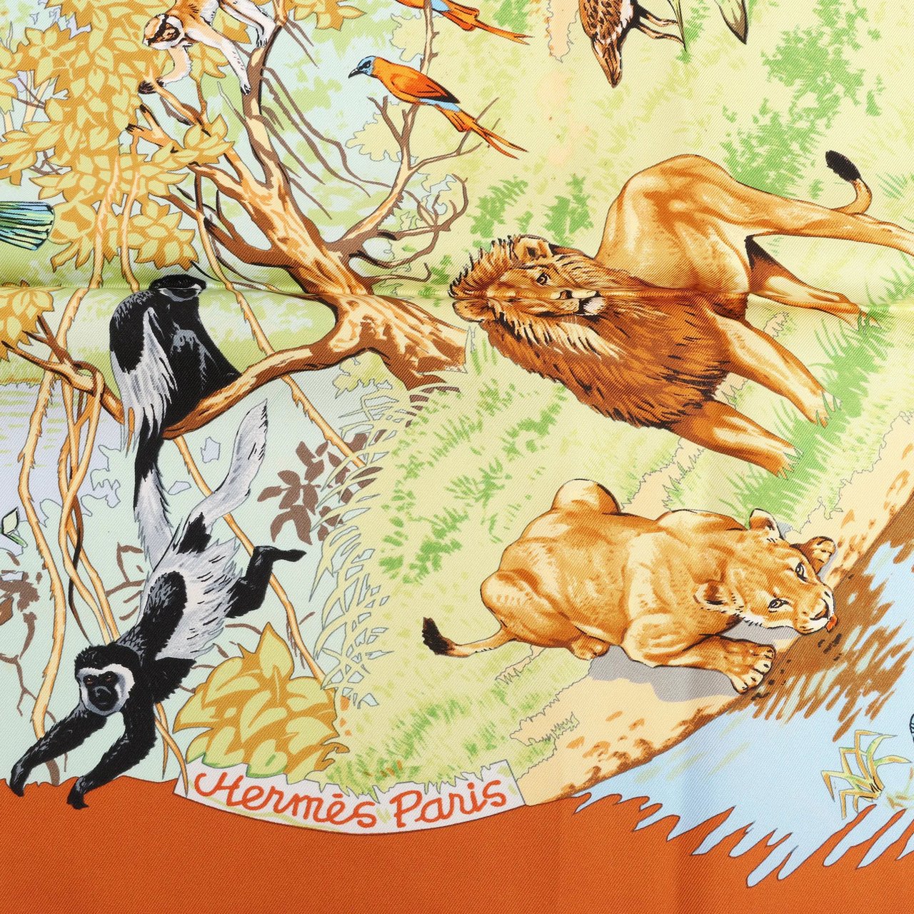 Hermès Hermès Carré 90 "AFRICA" Silk handkerchief in Brown Bruin