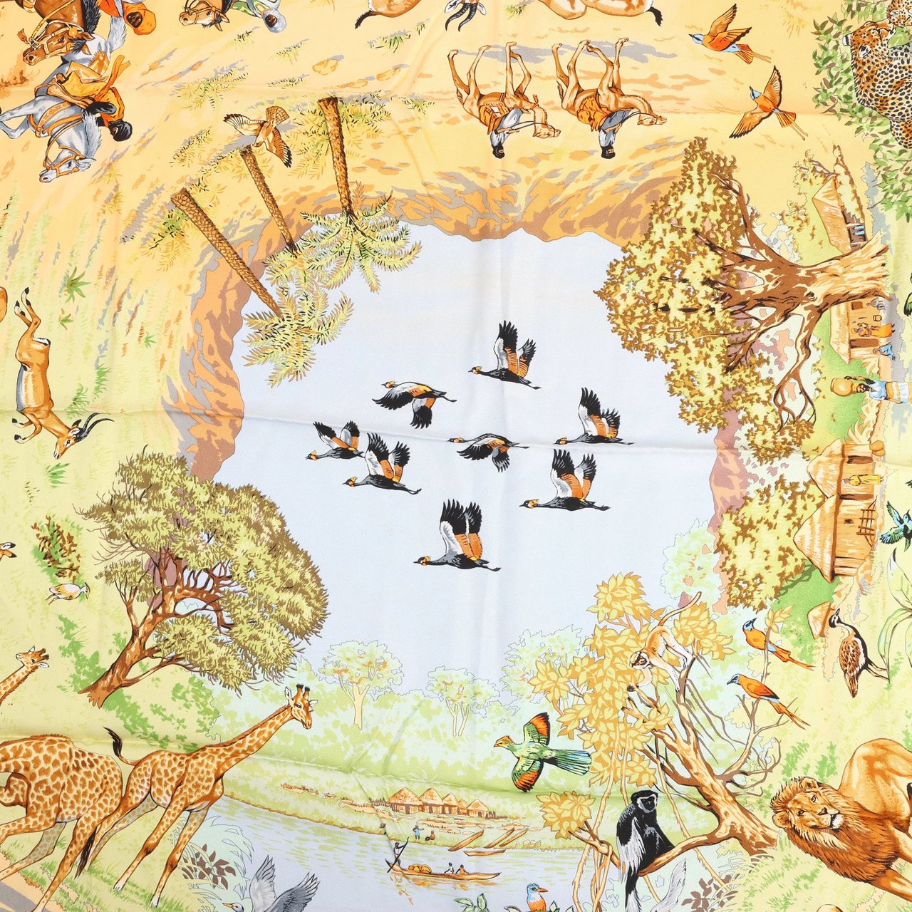 Hermès Hermès Carré 90 "AFRICA" Silk handkerchief in Brown Bruin