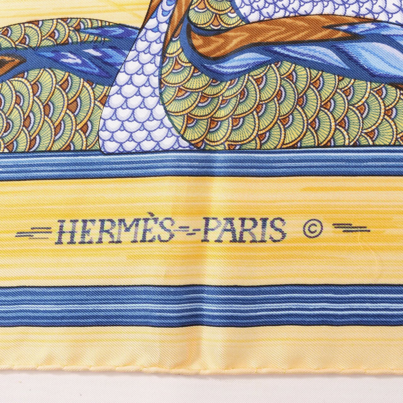 Hermès Hermès Carré 90 "La Mare aux Canards" Silk handkerchief in Yellow Geel