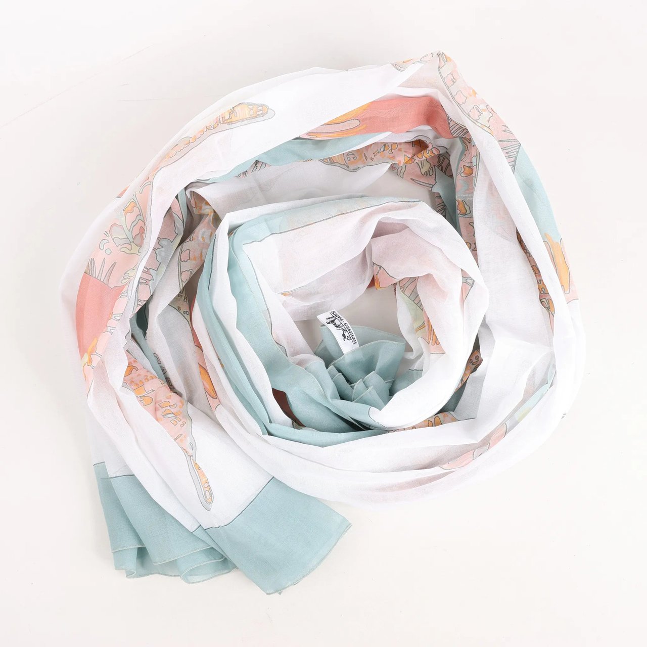 Hermès Hermès Carré "Shell" Cotton handkerchief in Blue Divers