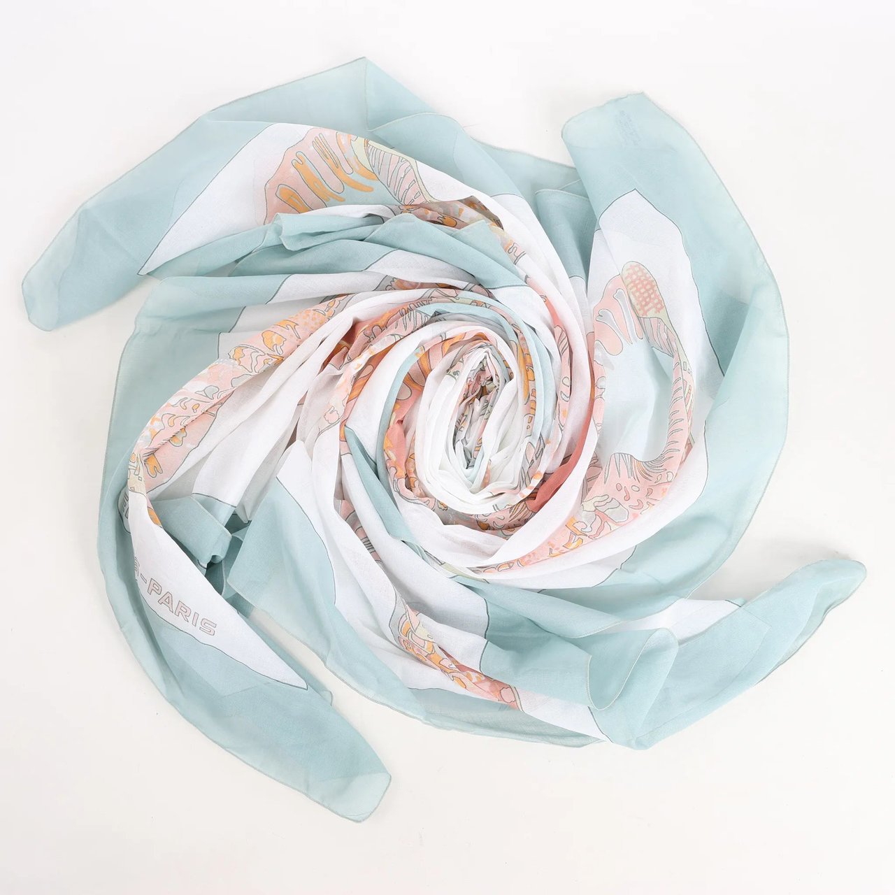 Hermès Hermès Carré "Shell" Cotton handkerchief in Blue Divers