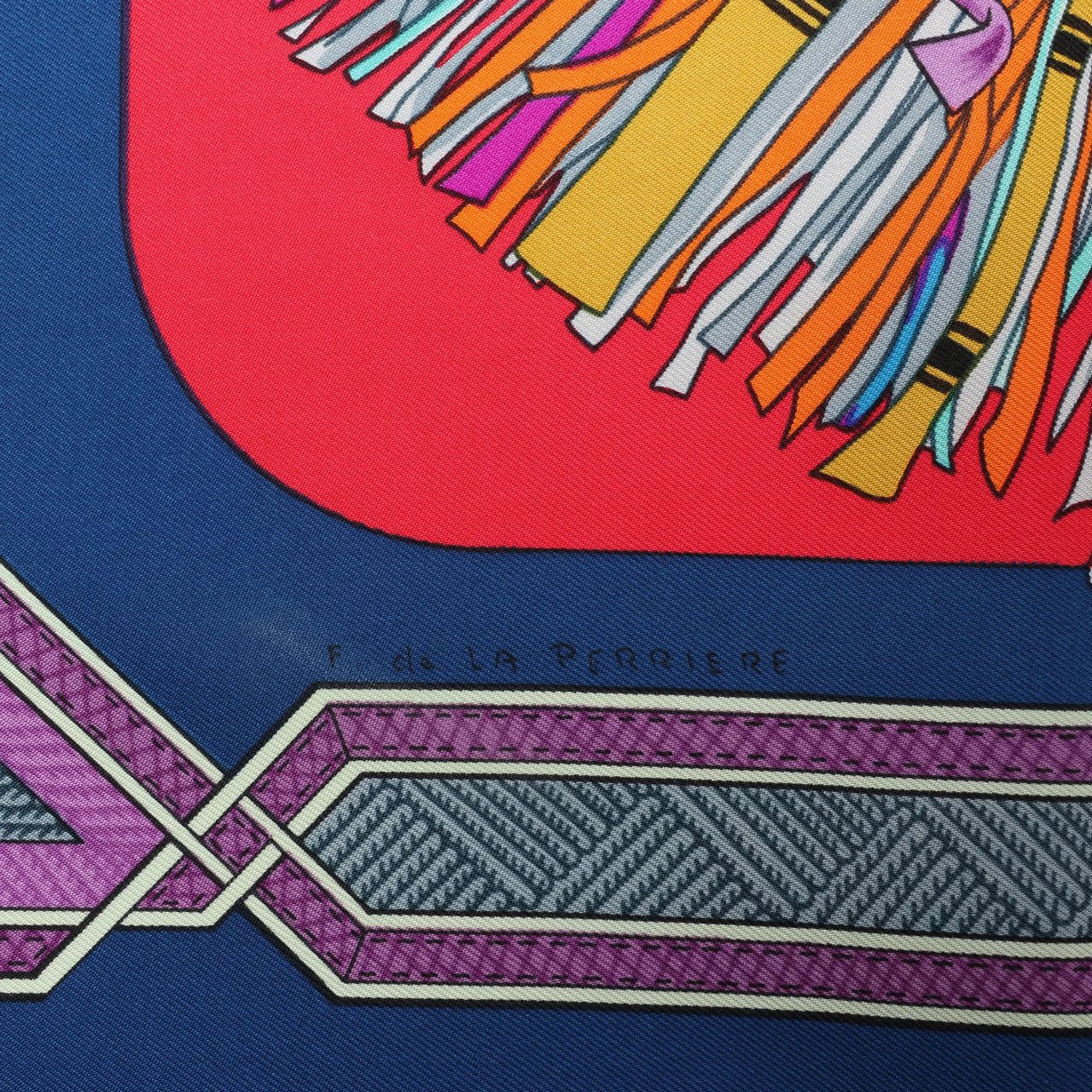 Hermès Hermès Carré 90 "Cuirs Du Desert" Silk handkerchief in Navy Blue x Red Blauw