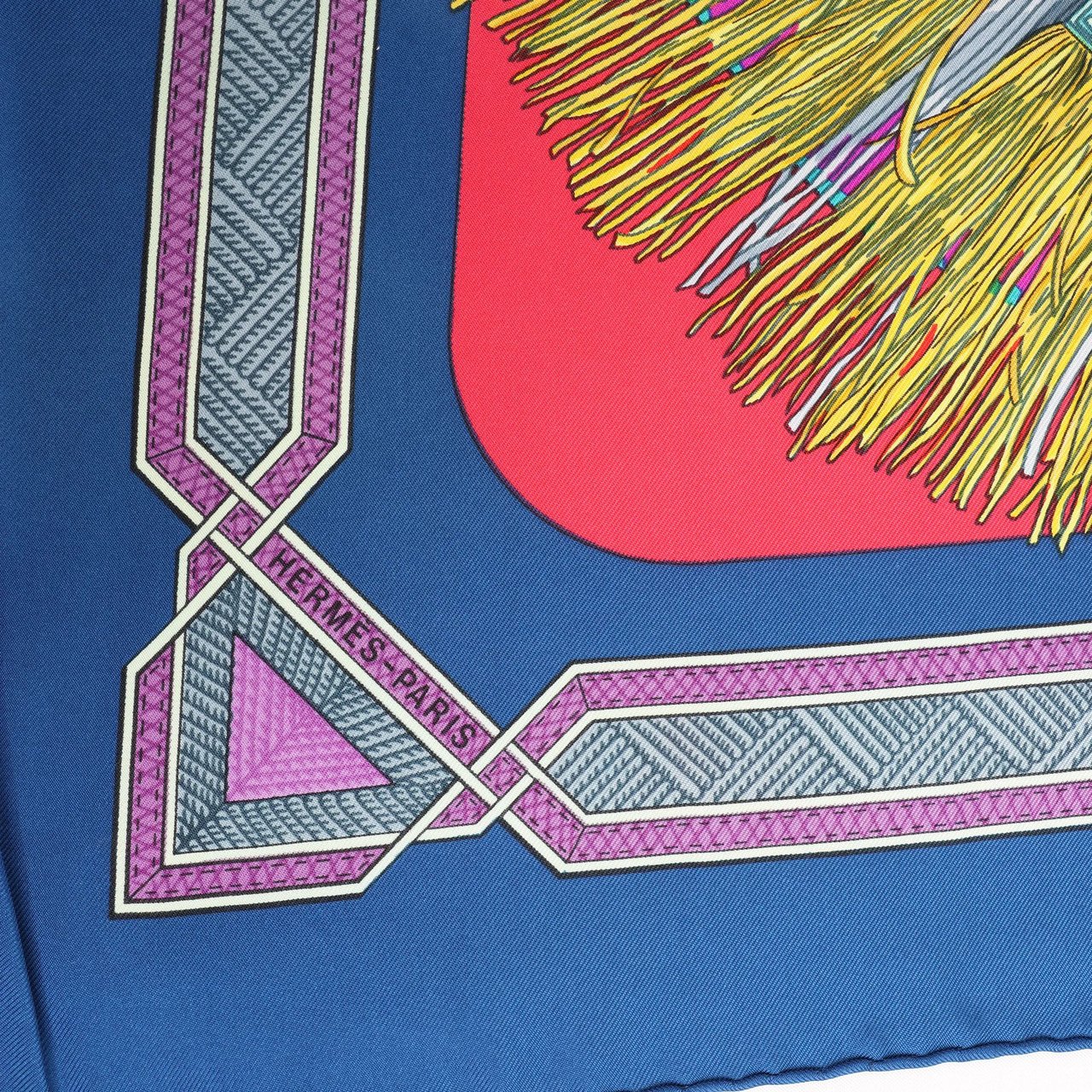 Hermès Hermès Carré 90 "Cuirs Du Desert" Silk handkerchief in Navy Blue x Red Blauw