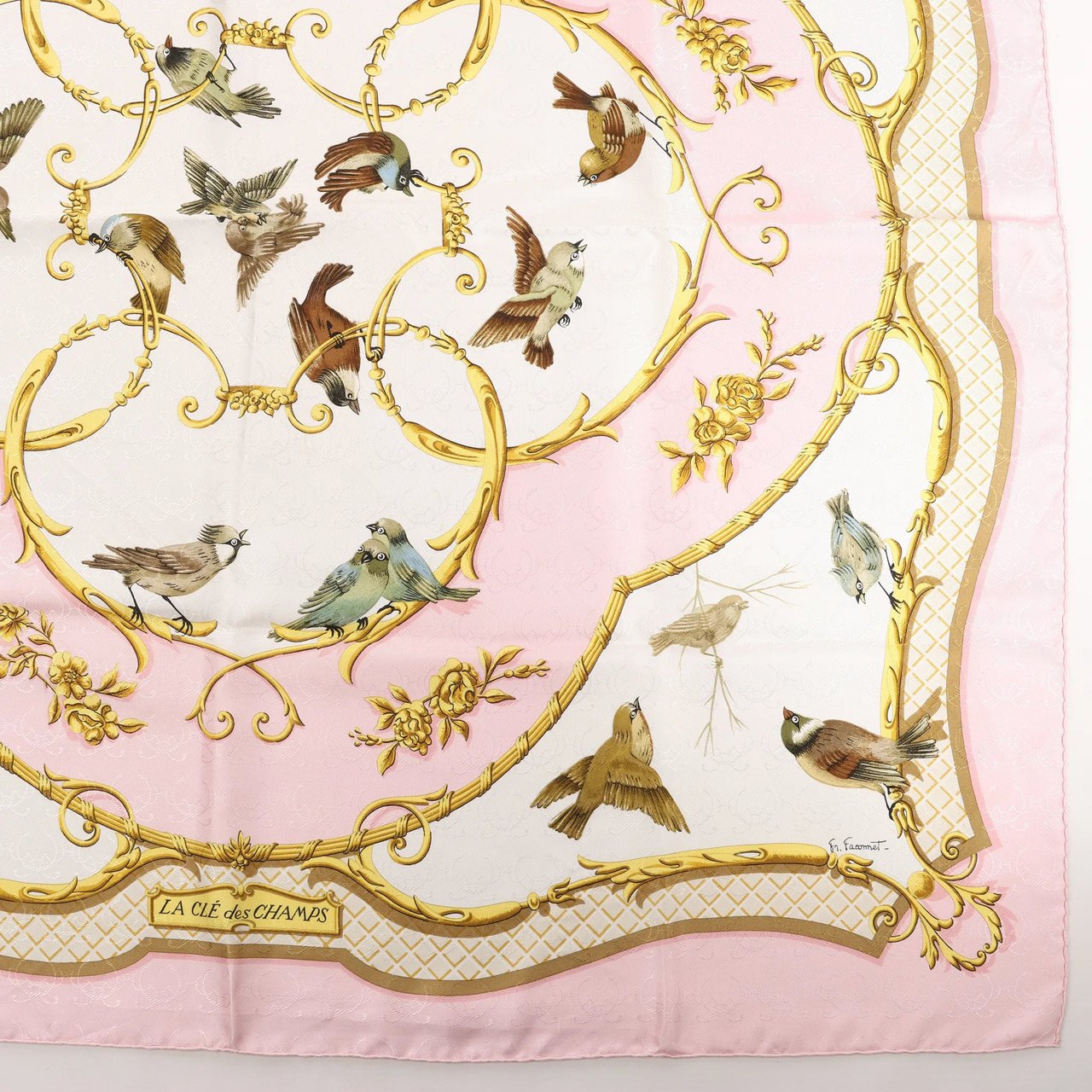 Hermès Hermès Carré 90 "La Cle des Champs" Silk handkerchief in Pink Roze