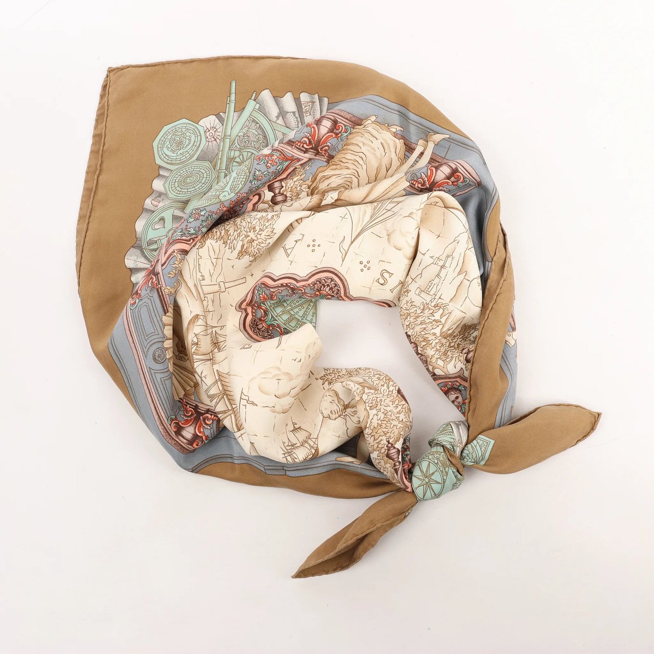 Hermès Hermès Carré 90 "Azulejos" Silk handkerchief in Brown Bruin