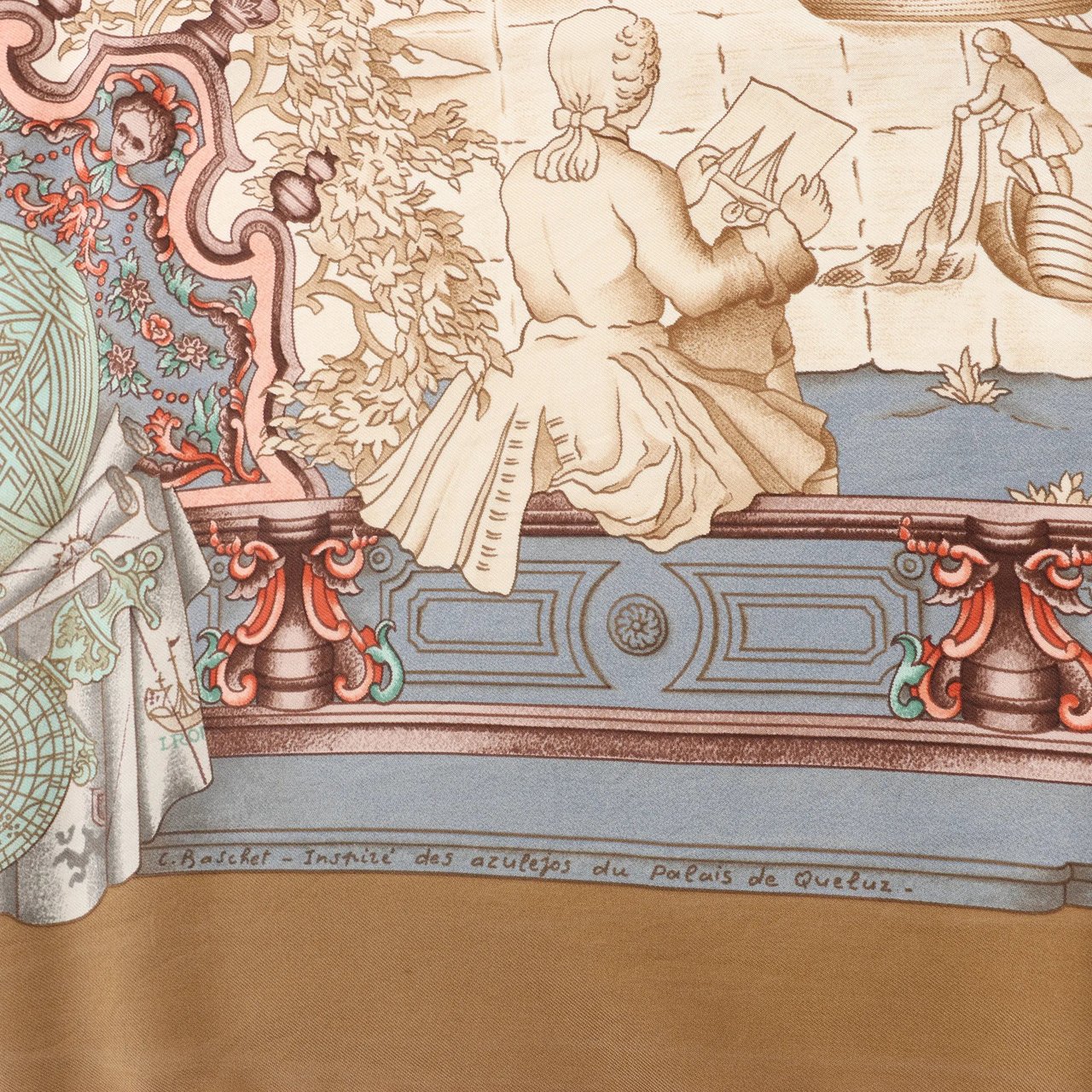 Hermès Hermès Carré 90 "Azulejos" Silk handkerchief in Brown Bruin