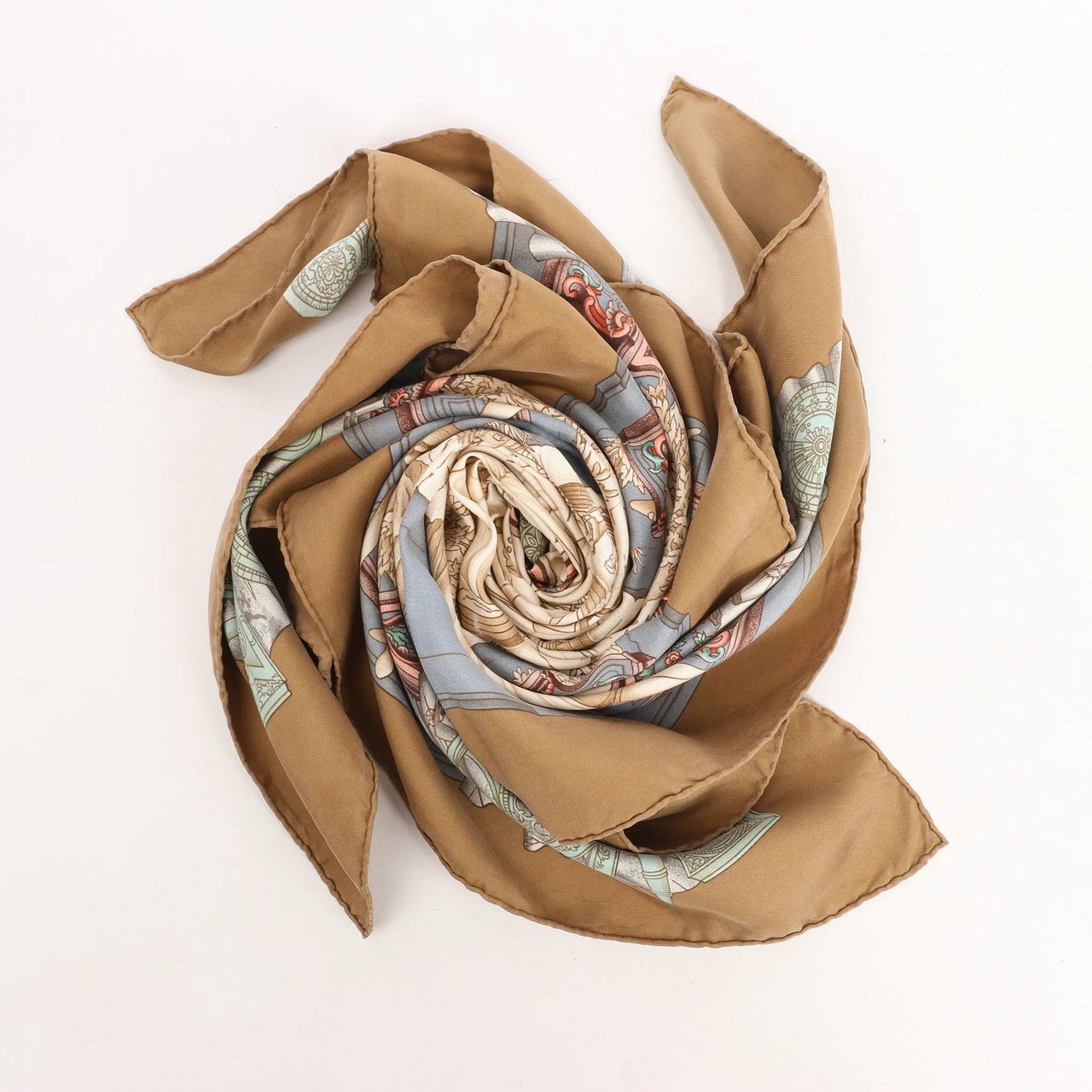 Hermès Hermès Carré 90 "Azulejos" Silk handkerchief in Brown Bruin