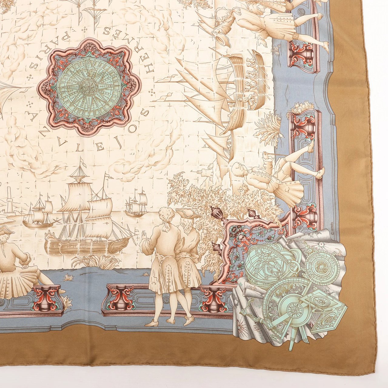 Hermès Hermès Carré 90 "Azulejos" Silk handkerchief in Brown Bruin