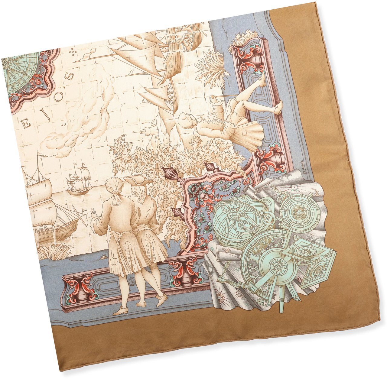 Hermès Hermès Carré 90 "Azulejos" Silk handkerchief in Brown Bruin