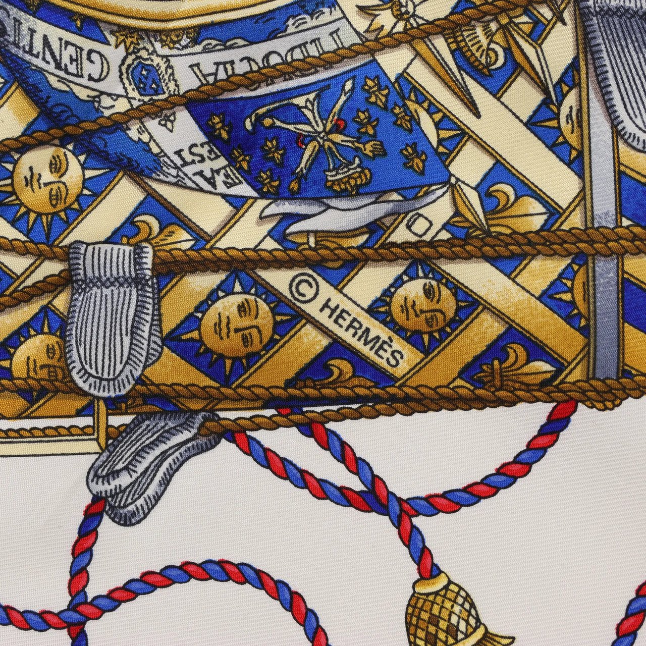 Hermès Hermès Carré 90 "Tambour no Taiko" Silk handkerchief in Blue Divers