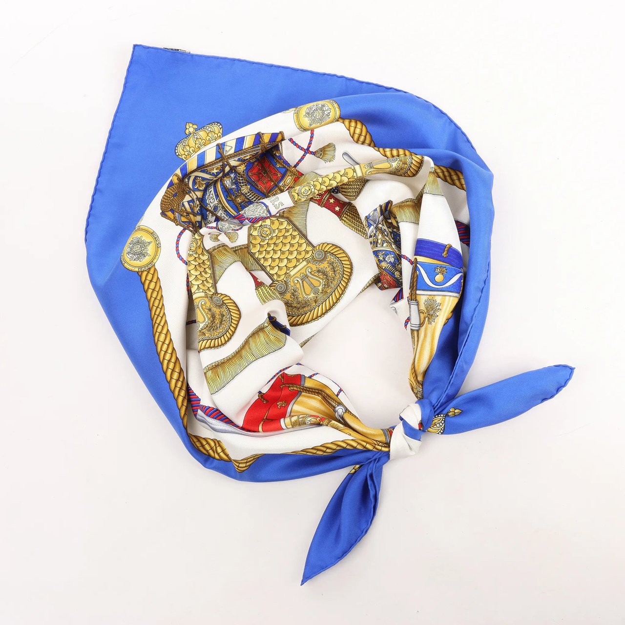 Hermès Hermès Carré 90 "Tambour no Taiko" Silk handkerchief in Blue Divers