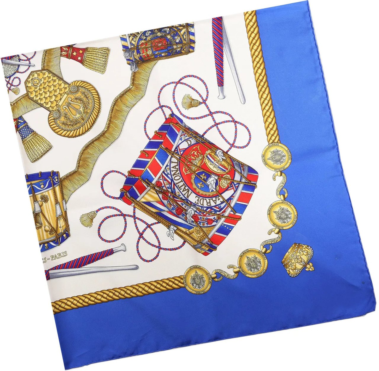 Hermès Hermès Carré 90 "Tambour no Taiko" Silk handkerchief in Blue Divers