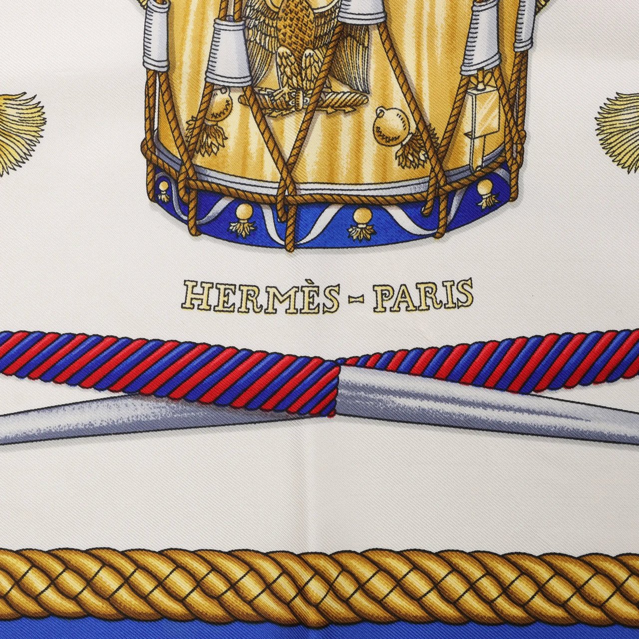 Hermès Hermès Carré 90 "Tambour no Taiko" Silk handkerchief in Blue Divers