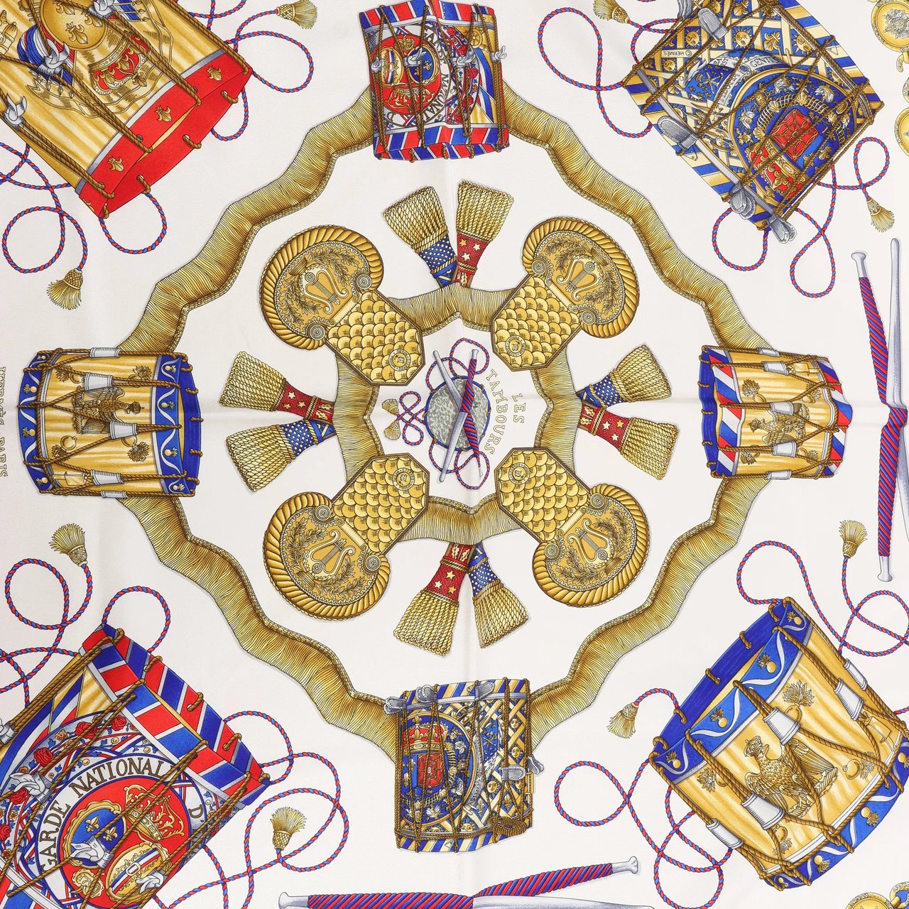 Hermès Hermès Carré 90 "Tambour no Taiko" Silk handkerchief in Blue Divers