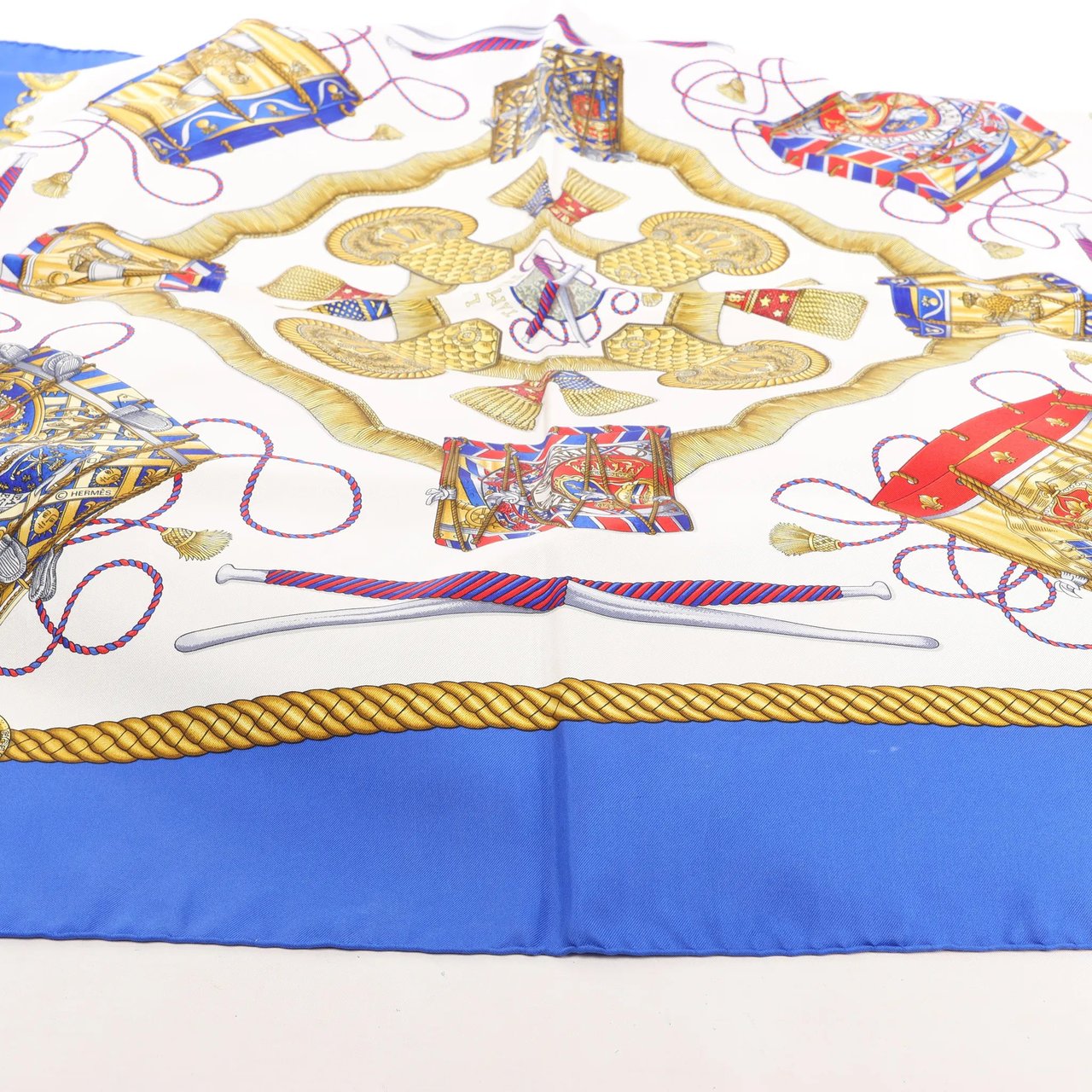 Hermès Hermès Carré 90 "Tambour no Taiko" Silk handkerchief in Blue Divers