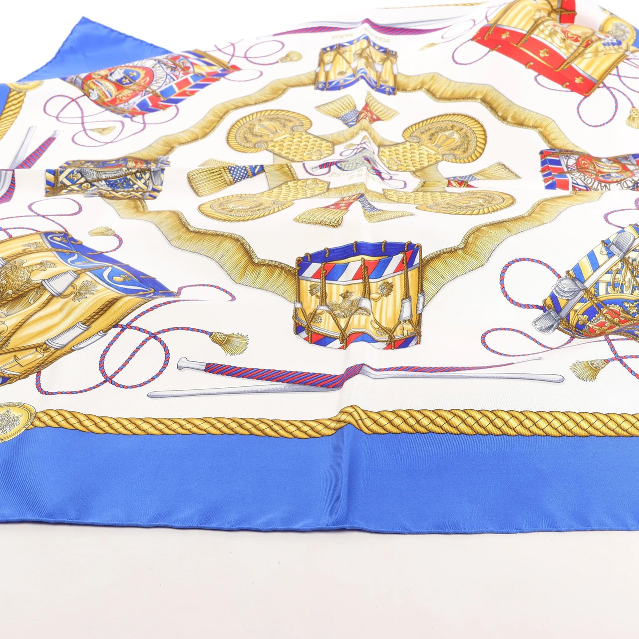 Hermès Hermès Carré 90 "Tambour no Taiko" Silk handkerchief in Blue Divers