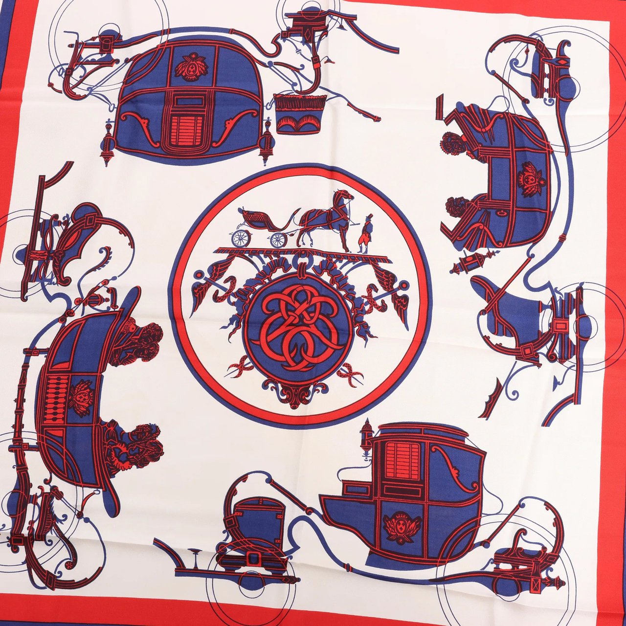 Hermès Hermès Carré 90 "Ex Libris" Silk handkerchief in Red Divers