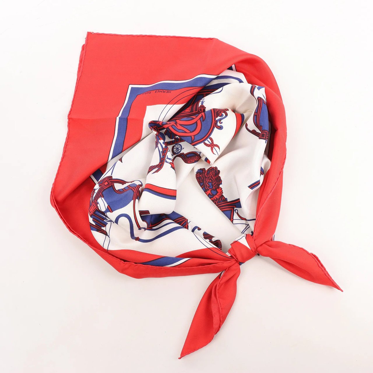 Hermès Hermès Carré 90 "Ex Libris" Silk handkerchief in Red Divers