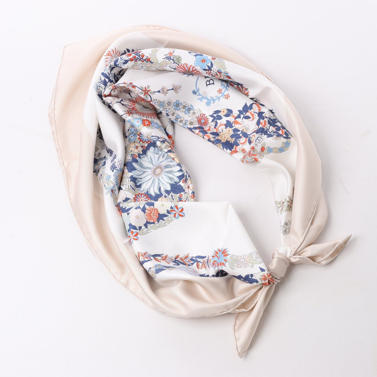 Hermès Hermès Carré 90 "RIDES DE GALA EN FLEURS" 100% Silk Scarf in Beige Beige