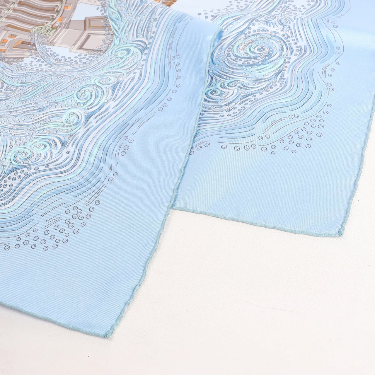 Hermès Hermès Carré 90 "LES RIVIERES DE BABEL" Silk handkerchief in Blue Divers