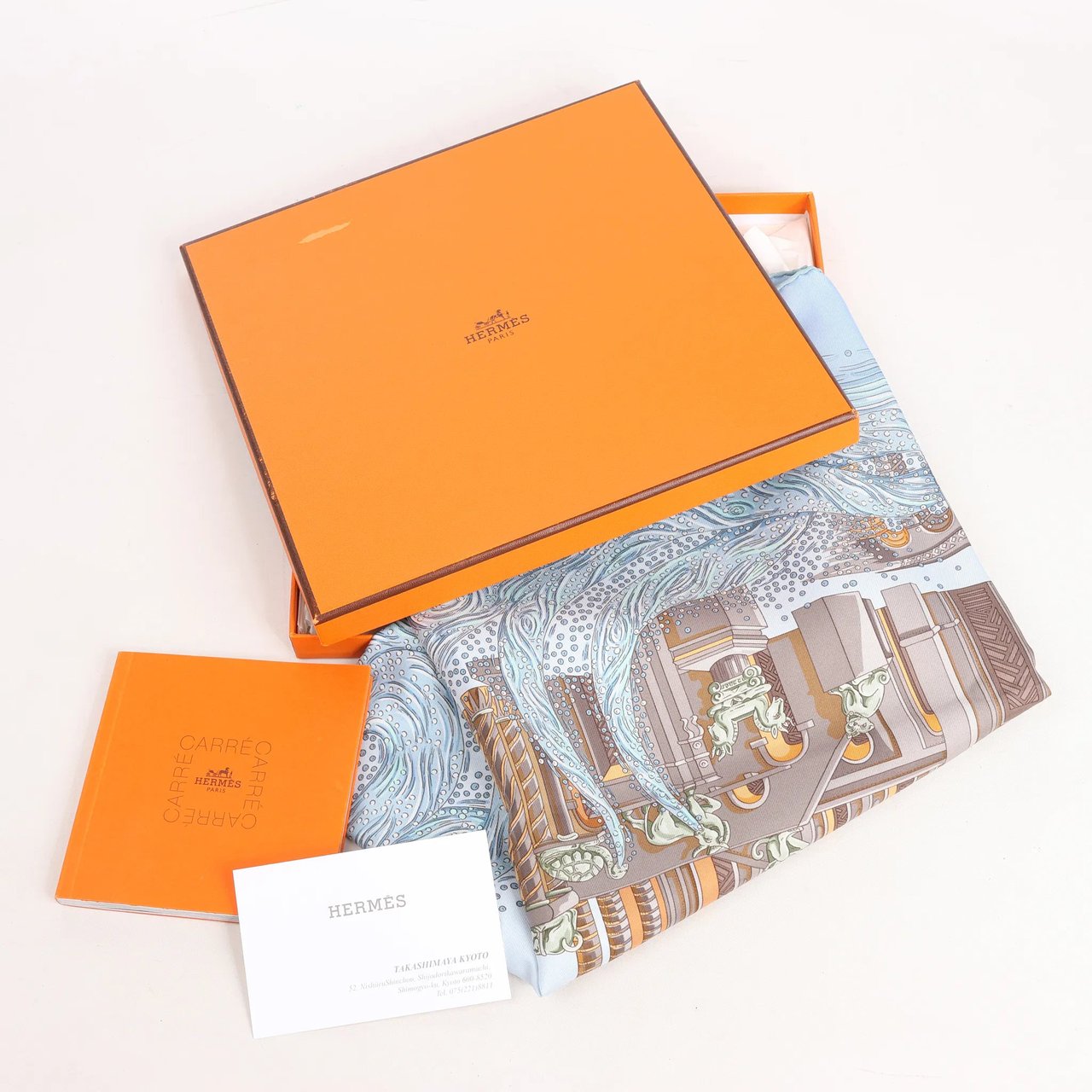 Hermès Hermès Carré 90 "LES RIVIERES DE BABEL" Silk handkerchief in Blue Divers